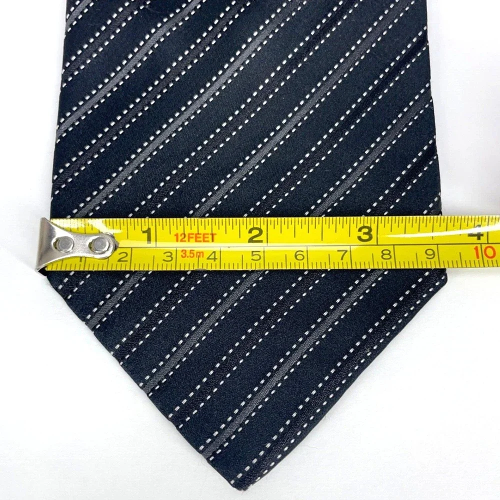 DOLCE & GABBANA Black & Gray Diagonal Striped 100% Silk Necktie Made in Italy